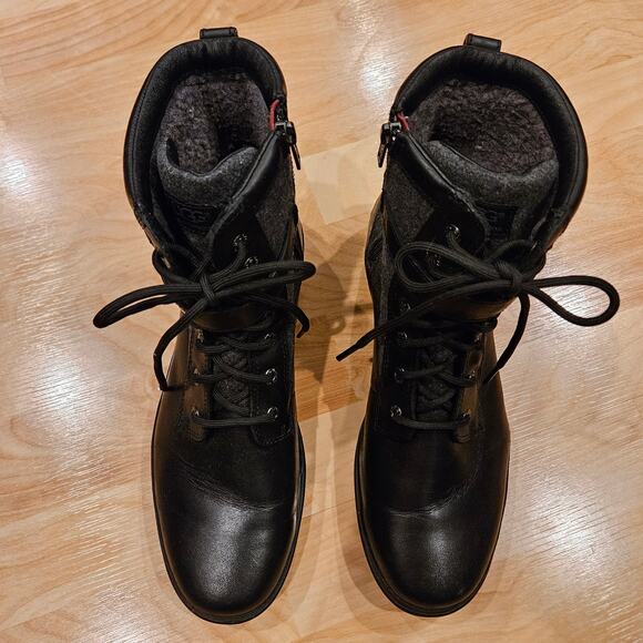 UGG Kesey Waterproof Leather Wool Combat Boots Womens 10 Black Utility Winter - Picture 3 of 16